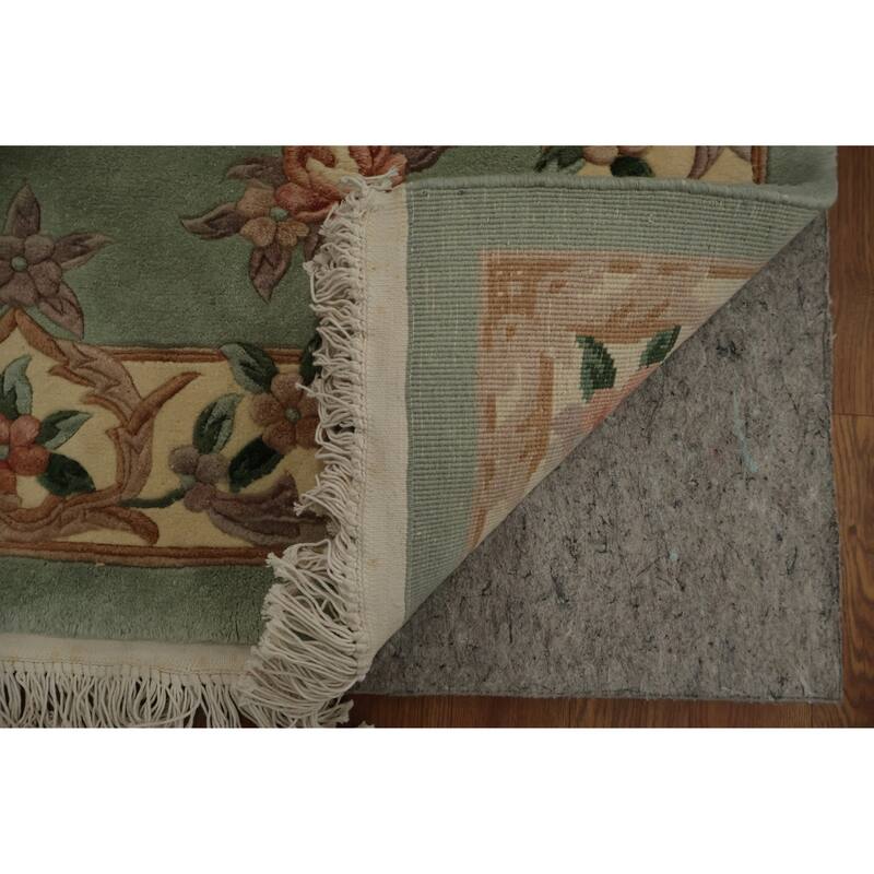 Hand Knotted Oriental 100% Wool Carpet Traditional Floral Green Art Deco Area Rug - 6' 1'' X 3' 11''