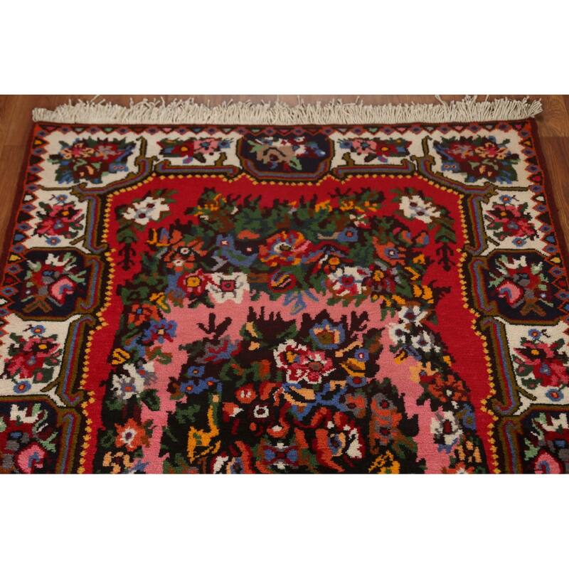 Hand Knotted Oriental 100% Wool Carpet Traditional Floral Pink Bakhtiari Area Rug - 5' 0'' X 3' 8''