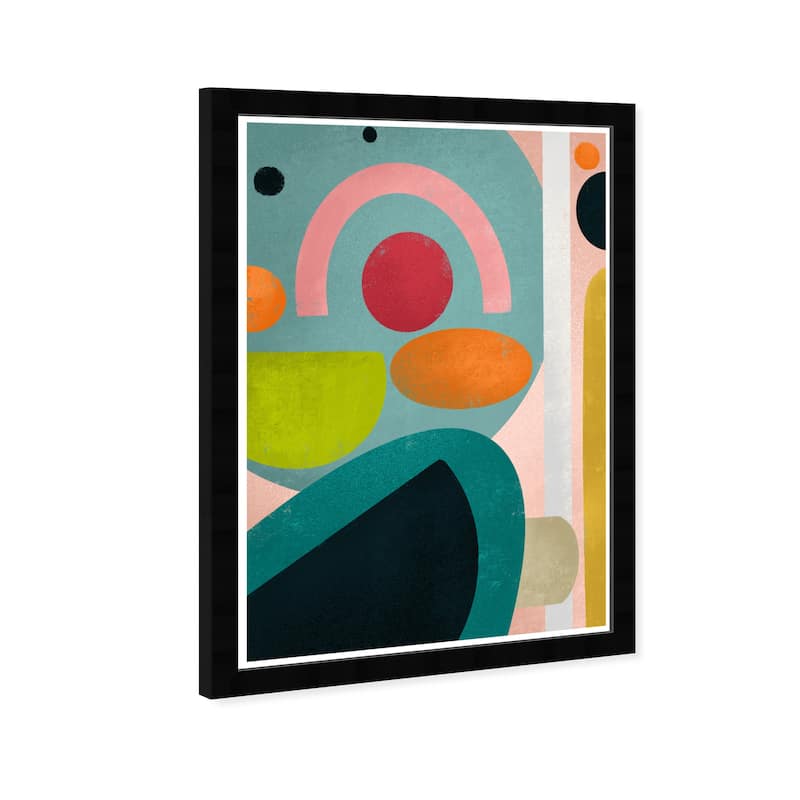 Wynwood Studio 'Bright Fun' Abstract Wall Art Framed Print Shapes - Blue, Orange