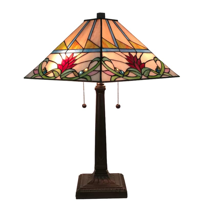 Amora Lighting Mission Tiffany Style Stained Glass Table Lamp AM311TL14
