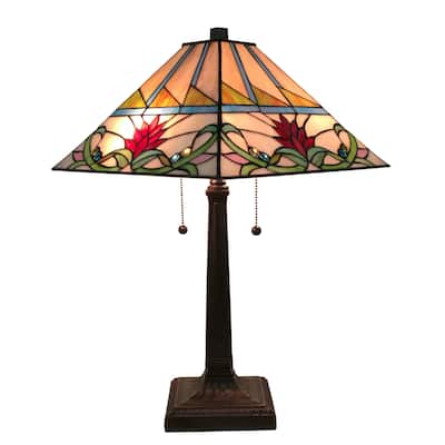 Amora Lighting Mission Tiffany Style Stained Glass Table Lamp AM311TL14