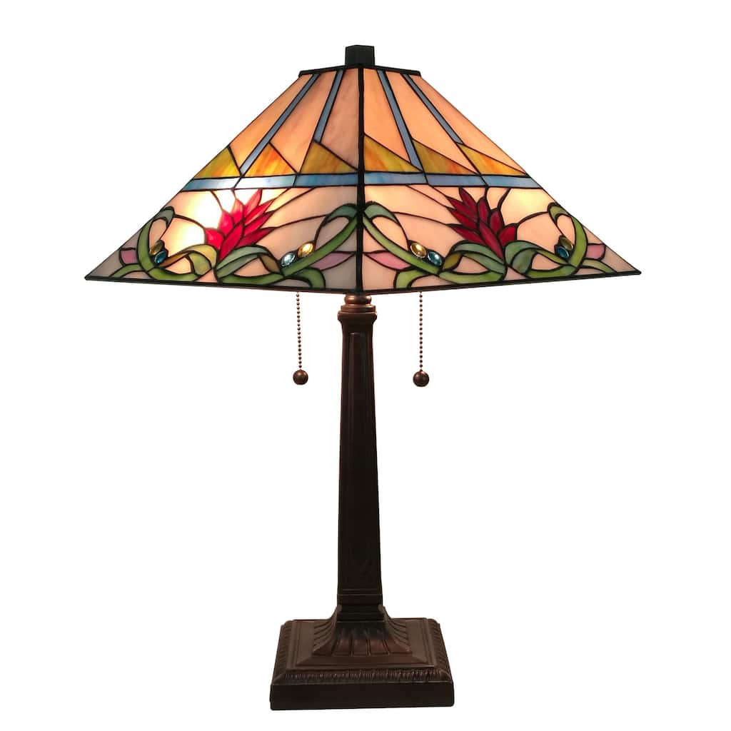 Amora Lighting Mission Tiffany Style Stained Glass Table Lamp AM311TL14