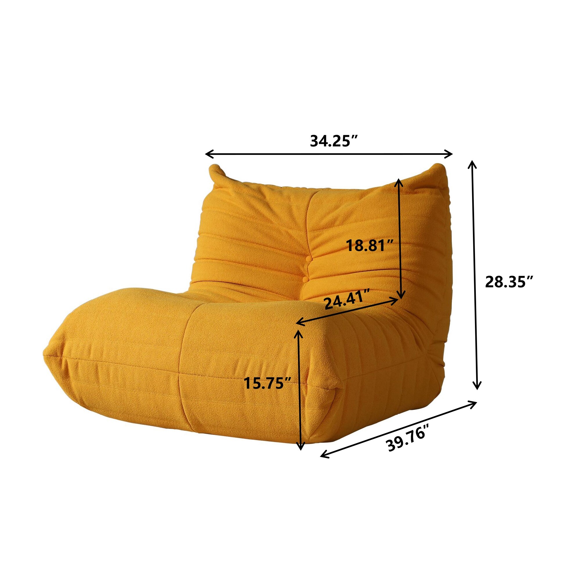 Fireside Chair Single Sofa Teddy Fabric Bean Bag Chair