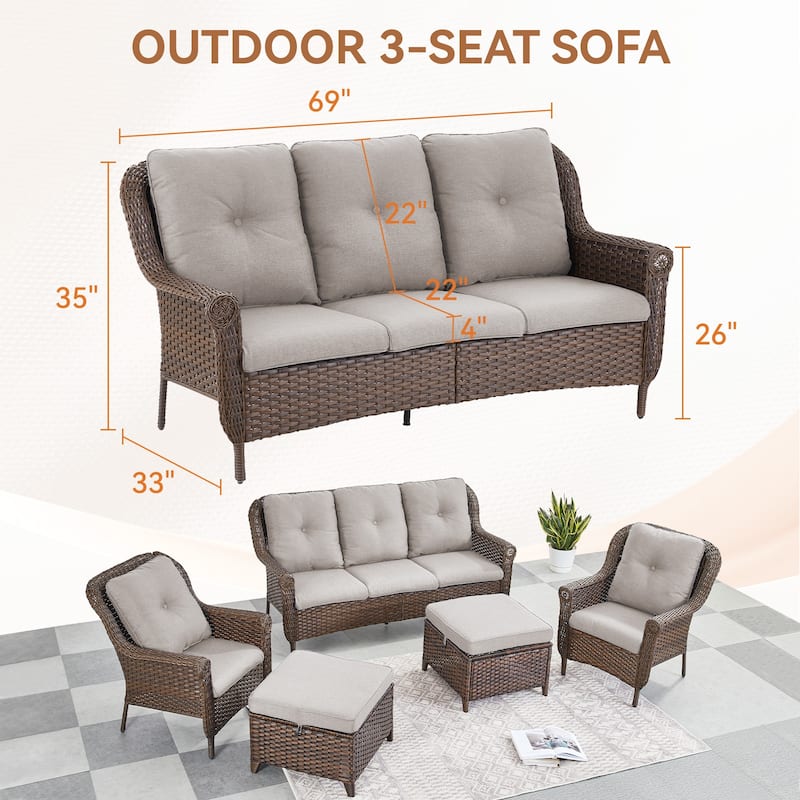 Patio Furniture Outdoor Couch 3 Seater Sofa
