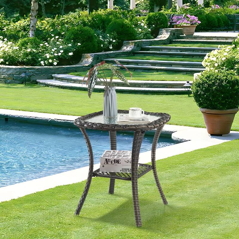 Gymojoy Outdoor Rattan Wicker Swivel Chair with Cushion (Set of 2)