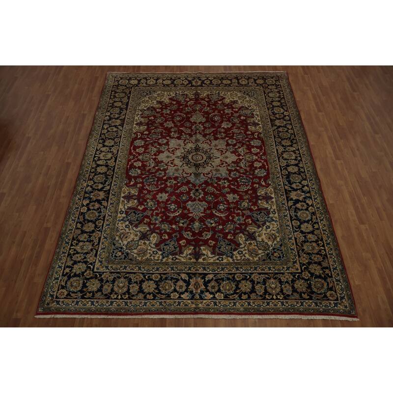 Hand Knotted Oriental 100% Wool Carpet Traditional Floral Red Najafabad Area Rug - 13' 4'' X 9' 11''