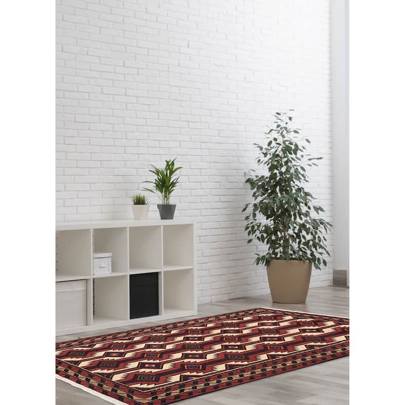 ECARPETGALLERY Hand-knotted Baluch Cream, Dark Copper Wool Rug - 3'5 x 6'1