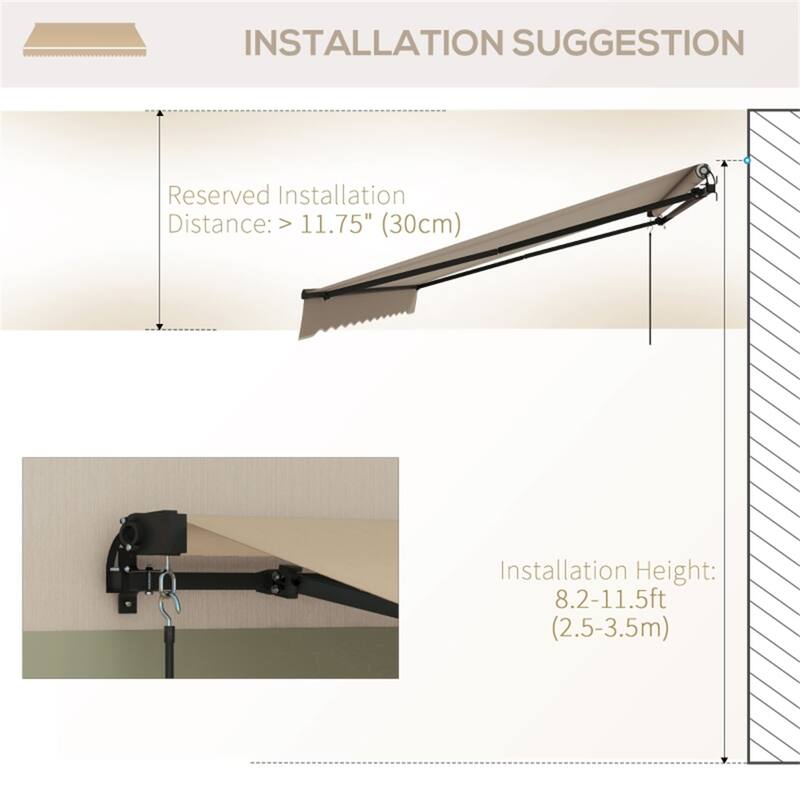 156"x118" UV Protection Outdoor Awning with Aluminum Frame and Adjustable Angle - 156" W x 118" D