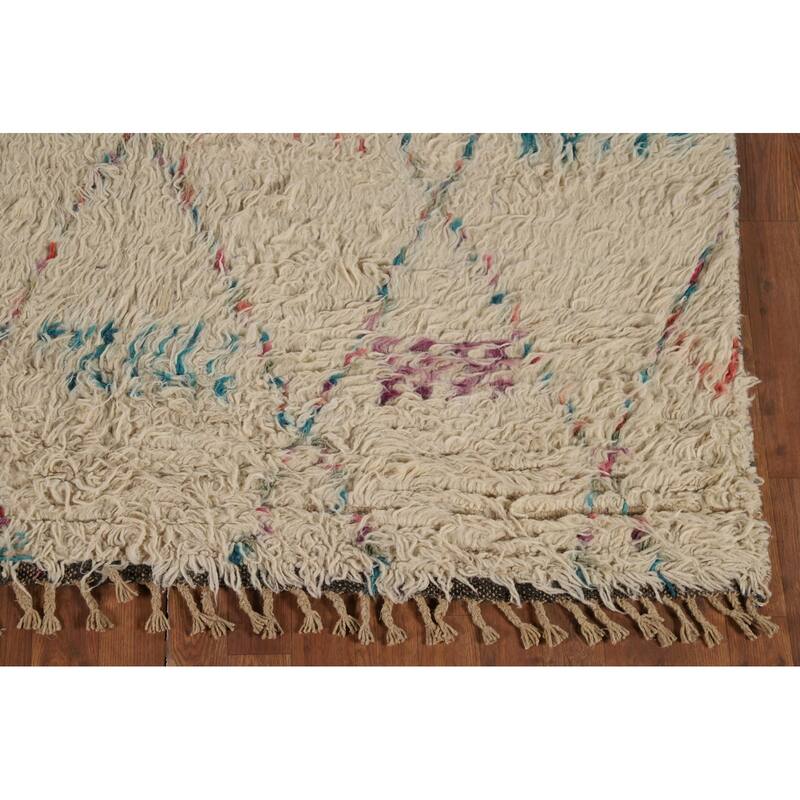 Trellis Plush Moroccan Area Rug Hand-Knotted Wool Carpet - 5'10" x 9'10"