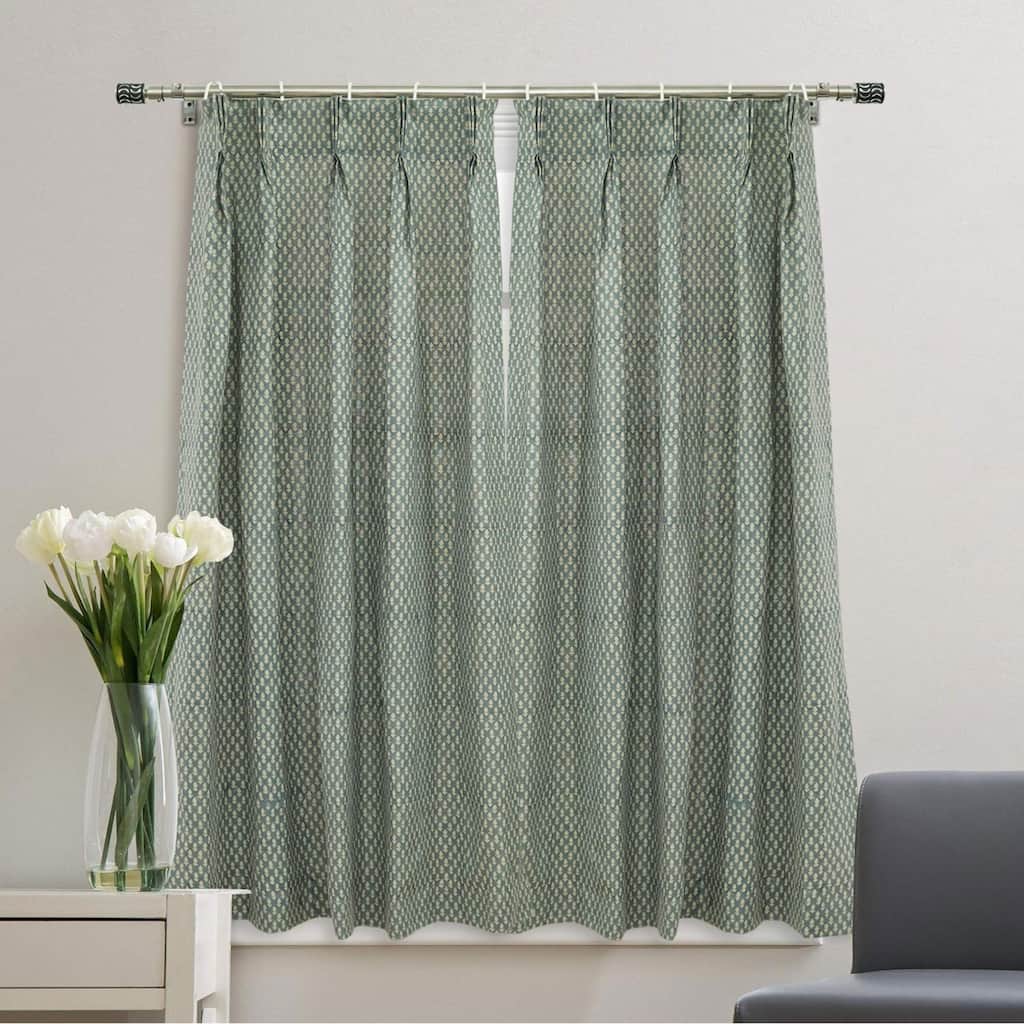 Fabdivine Vintage Floral Pure Linen Hand Block Print Home Decor Accent for Bedroom & Living Room, Hariyali
