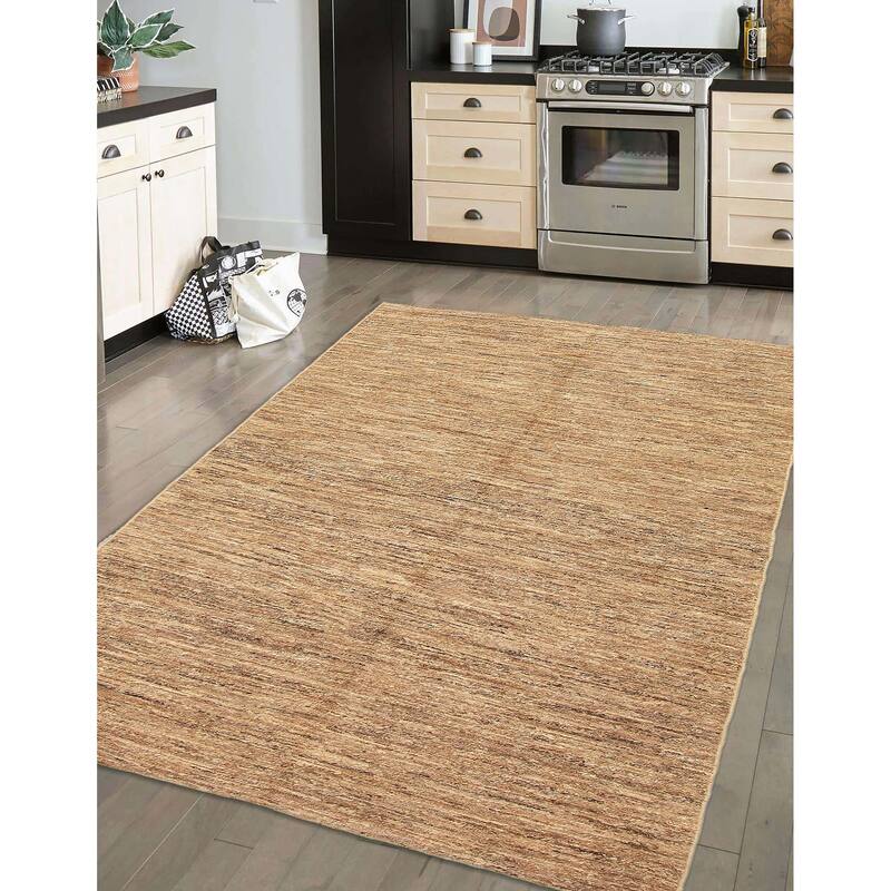 ECARPETGALLERY Flat-Weave Natural Brown Wool Tapestry Kilim - 4'9 x 6'7