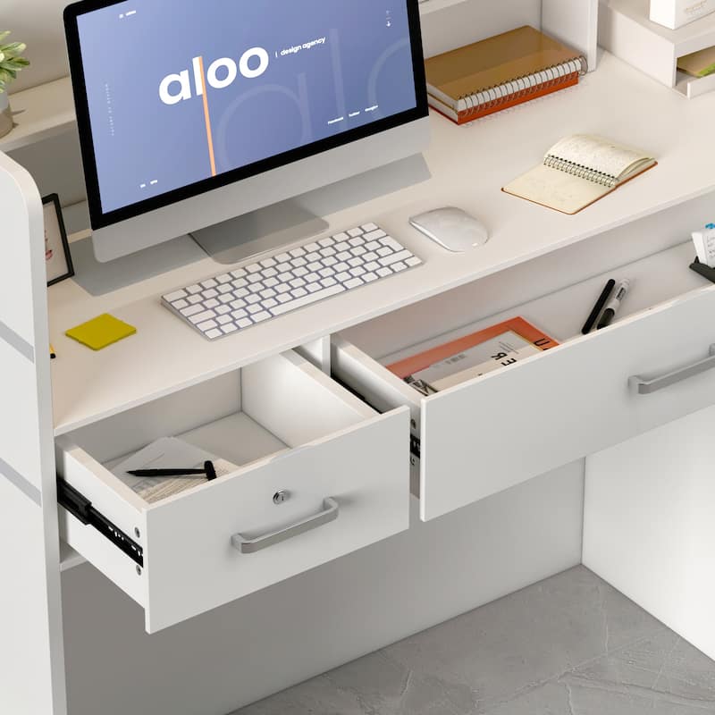 Kerrogee 47.2"L Reception Counter Desk with Lockable Drawers Table