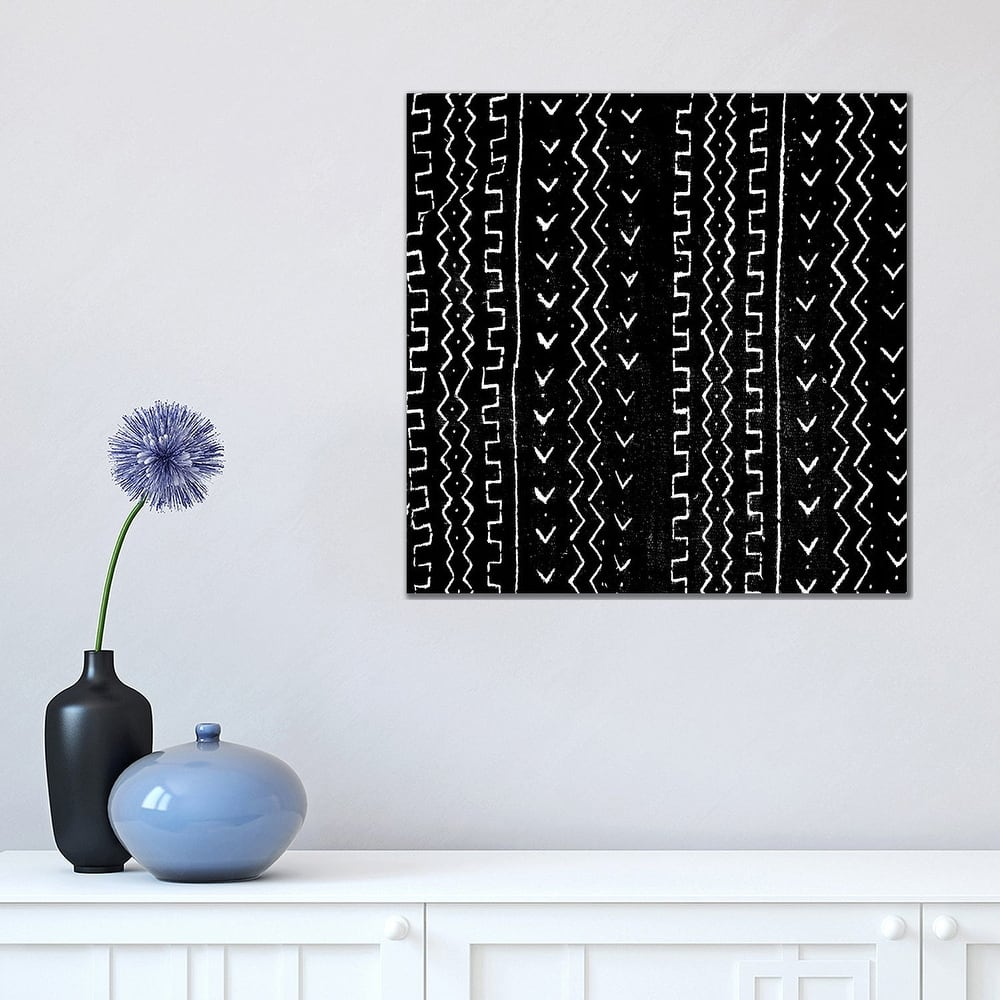 iCanvas "Mudcloth Black Geometric Design VI" by Ellie Roberts Canvas Print
