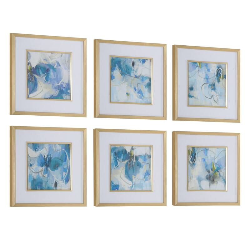 Uttermost Fresh Start Blue Abstract Prints, Set of 6