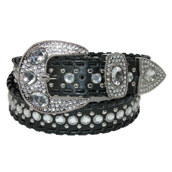 CTM® Women's Western Belt with Rhinestones and Studs