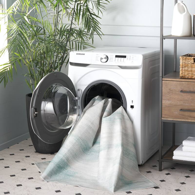 SAFAVIEH Malibu Rositta Machine Washable Slip Resistant Rug - 9' x 12' - Ivory/Green