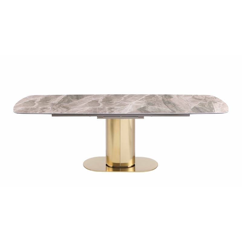 Somette Karlita Marbleized Sintered Stone Dining Set with Black Side Chairs