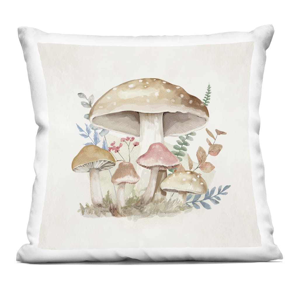 Stupell Neutral Cottage Mushrooms Decorative Printed Throw Pillow Design by Mollie B.