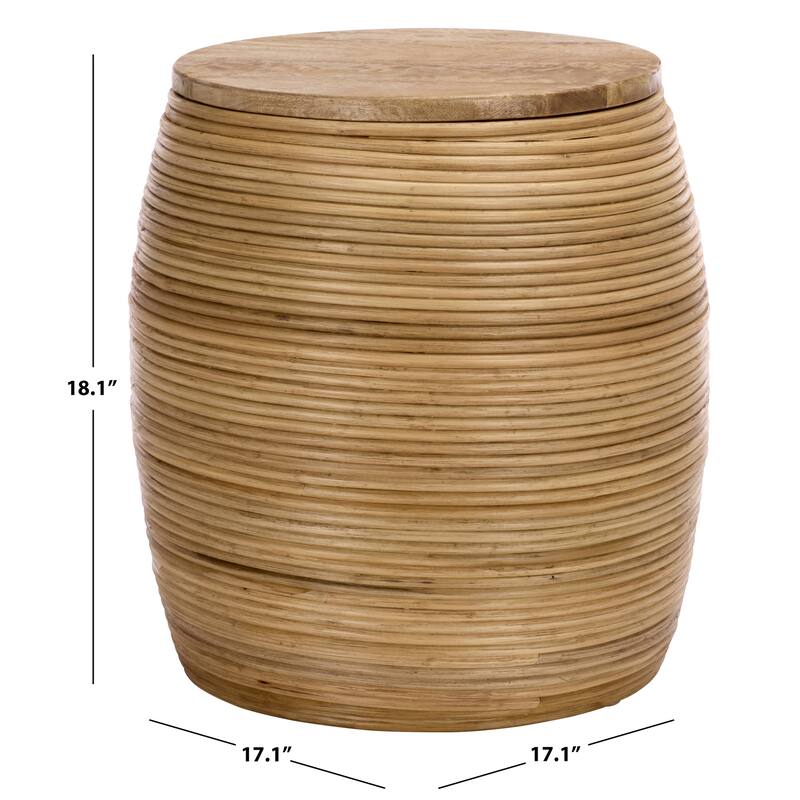 SAFAVIEH Home Katiely Wood Top Stool - 17"W x 17"D x 18"H