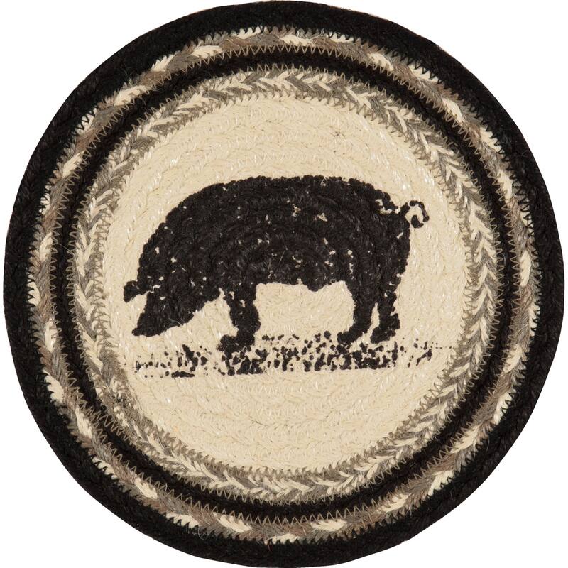 Sawyer Mill Charcoal Pig Jute Trivet 8 - Trivet 8