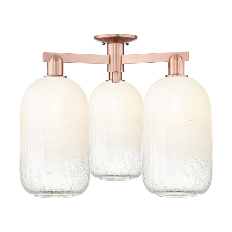 Innovations Lighting 716-3F-17-25 Brookhaven Cloche Semi-Flush - Antique Copper / Opal