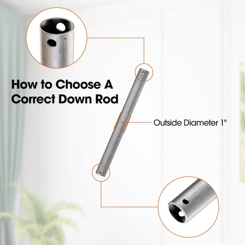 18"/ 24"/ 36"/ 48" Nickel Extension Downrod for Ceiling Fan