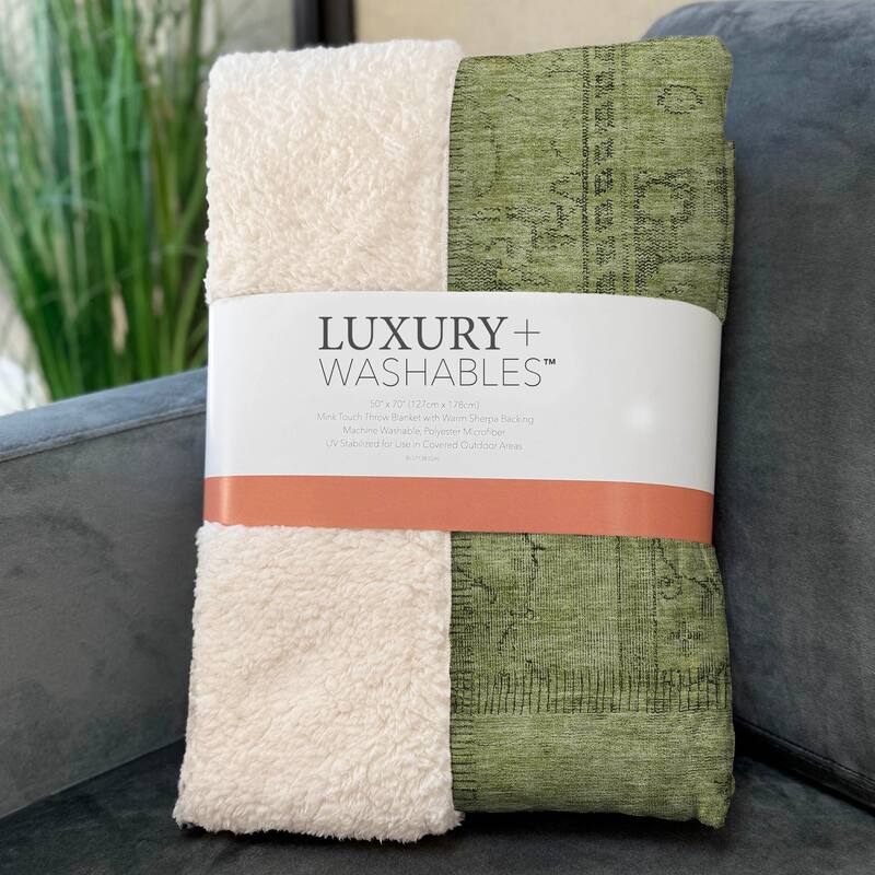 Premium Machine Washable Vintage Patchwork Sherpa Throw Blanket