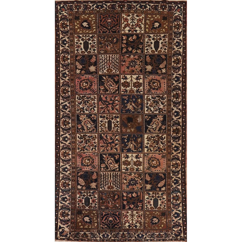 Bakhtiari Vintage Persian Rug Hand-Knotted Geometric Wool Carpet - 5'2" x 9'11"