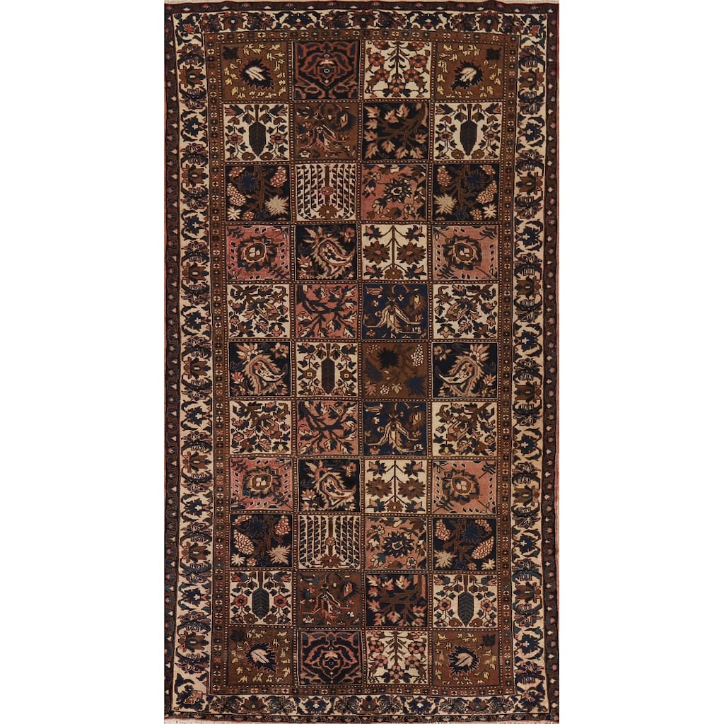 Bakhtiari Vintage Persian Rug Hand-Knotted Geometric Wool Carpet - 5'2" x 9'11"