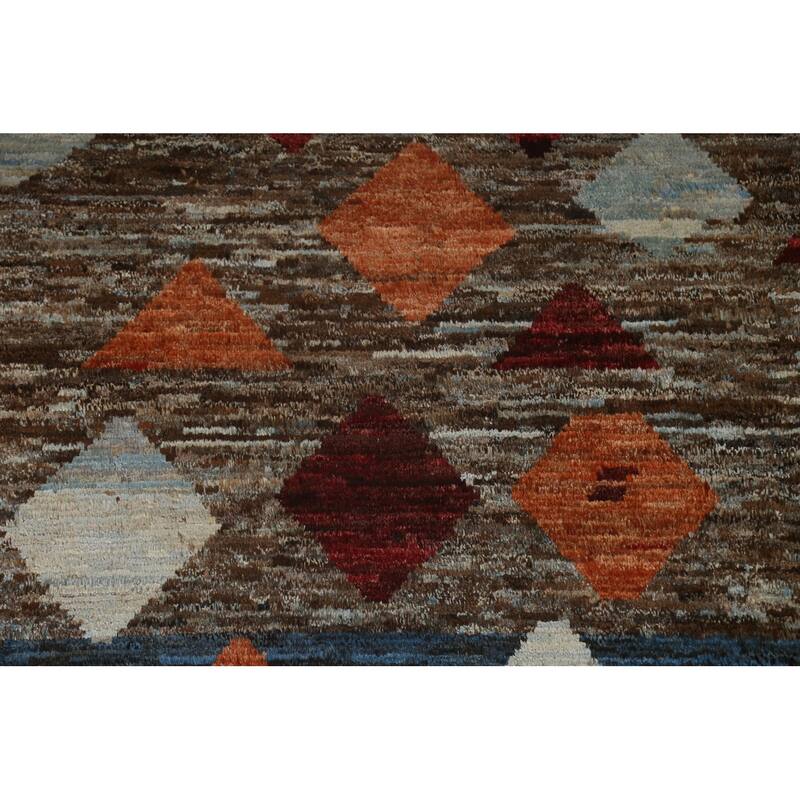 Tribal Geometric Moroccan Oriental Wool Area Rug Hand-knotted Carpet - 7'9" x 9'8"