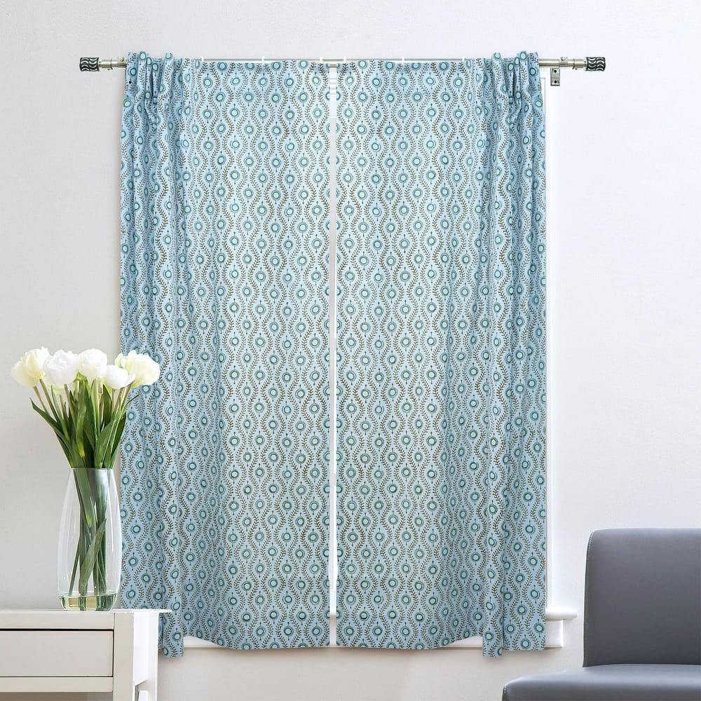 Fabdivine Block Print Curtain or Drape Decorative Home Accent Bed or Living Room