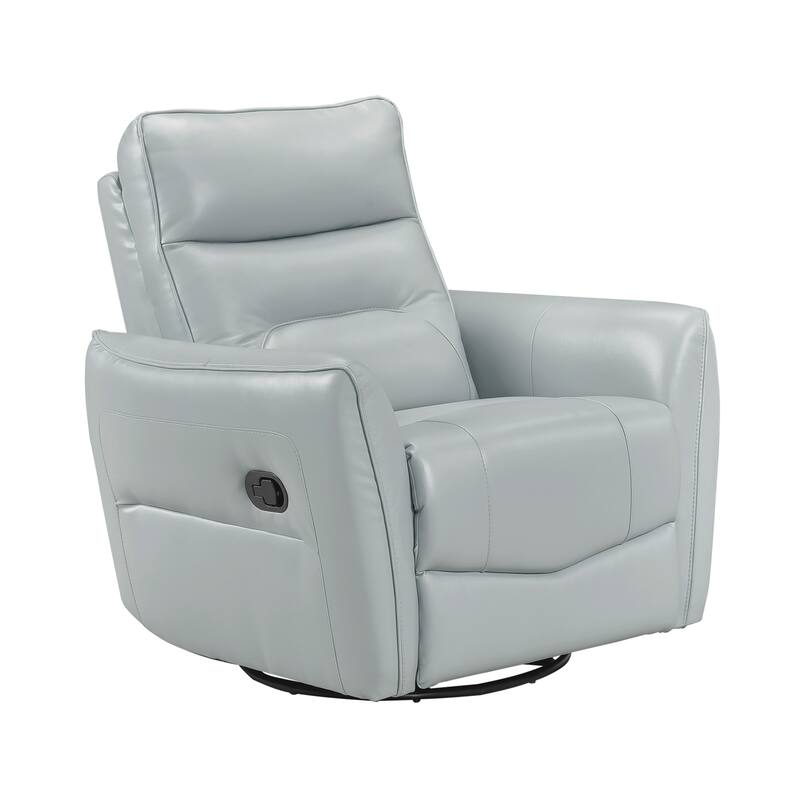Esther 36" Leather Swivel Glider Recliner - Pull-Handle Motion - Aqua