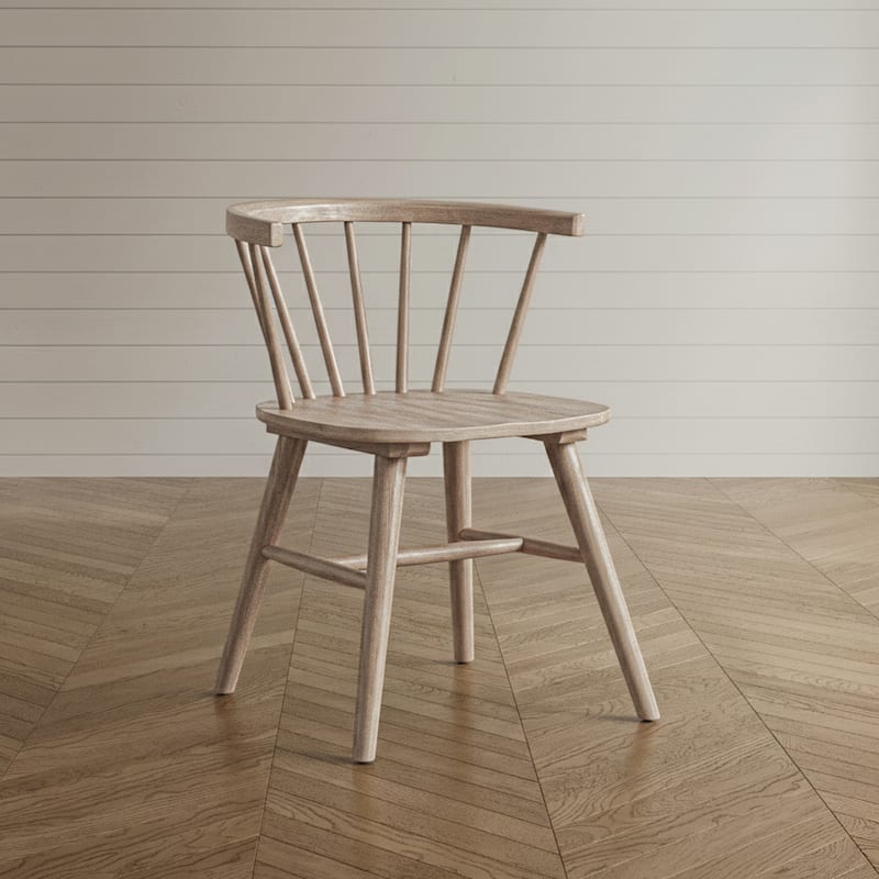 Furniture of America Galgary Mid-Century Modern Rounded Spindle Back Wood Dining Chairs (Set of 2) - Natural Oak