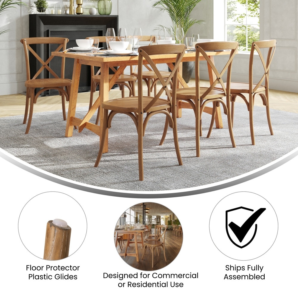2 Pack Stackable Wood Cross Back Chair - Overstock - 27085605