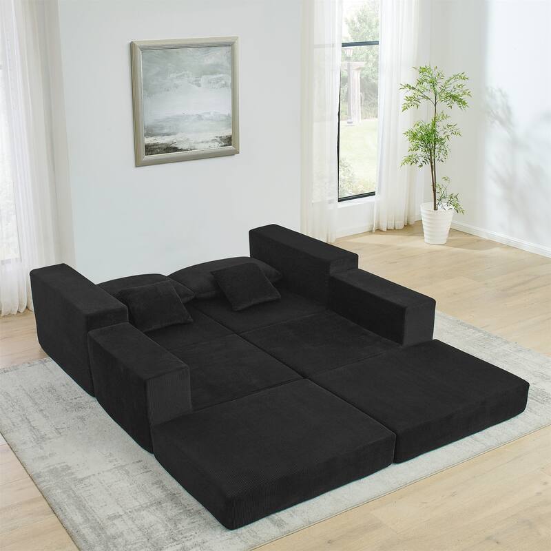 Modular Cloud Sectional Couch, Modern Upholstered L-Shaped Sofa with Removable Ottoman