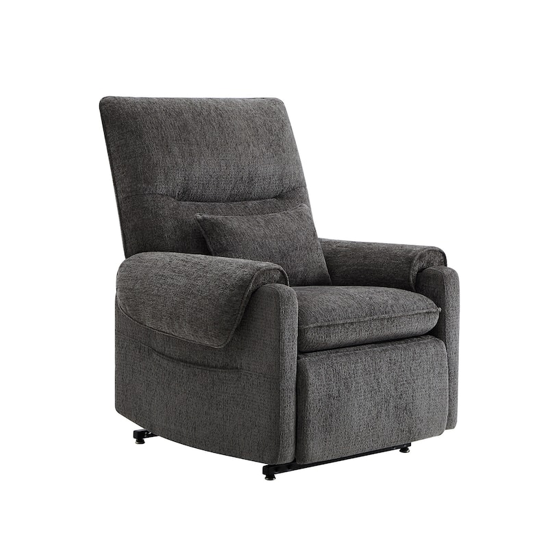 30" Power Lift Assist Recliner Arm Chair Steel Gray Chenille