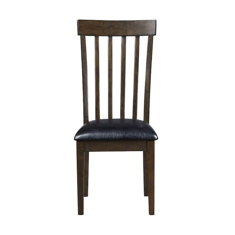 Espresso Brown/Black Faux Leather Upholstered Wood Frame Dining Chair, Set of 2, Sturdy Dining Chair for Dining Rooms - 15.5