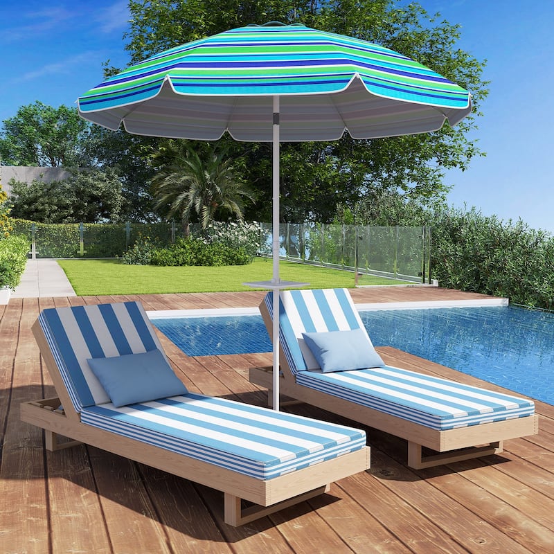 Gymax 6.5 FT Beach Umbrella for Sand Heavy-Duty Sunshade Parasol w/