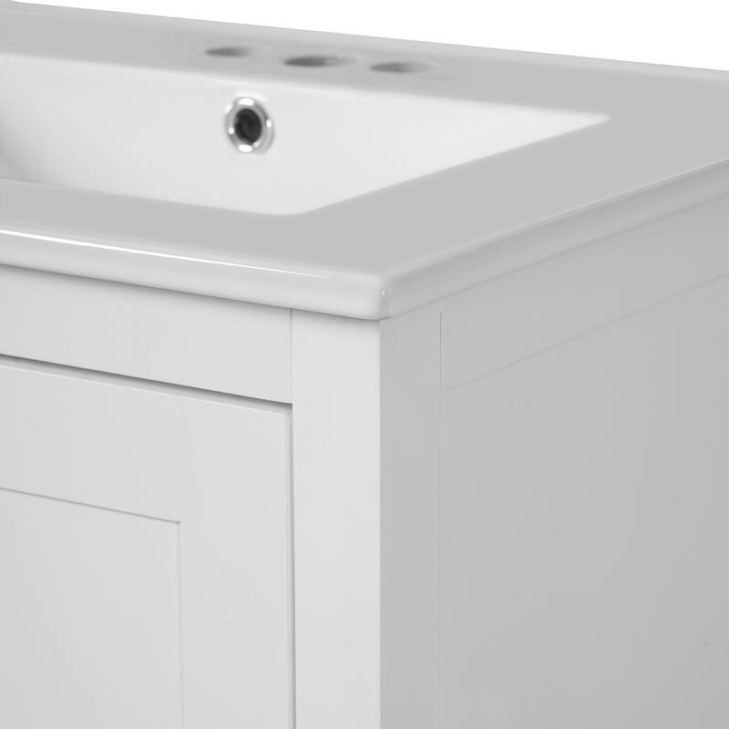 Bathroom Vanity with Sink, Multi-Functional Bathroom Cabinet, Bathroom Vanity with Door Shelf, Soft-Close Doors & 1 Drawer