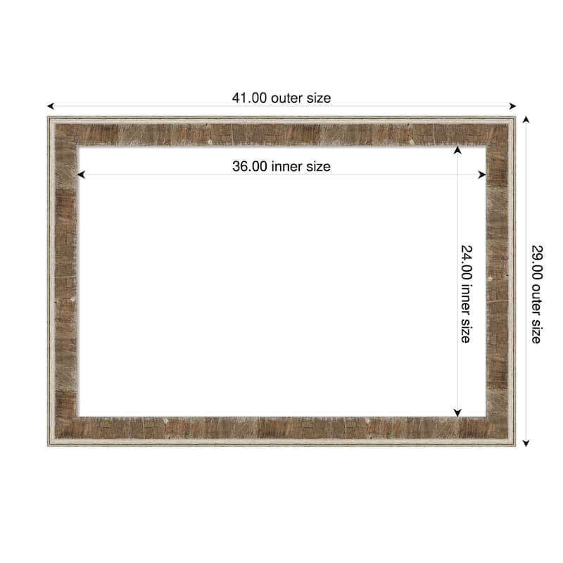 Amanti Art Farmhouse Brown Narrow Framed Dry Erase Magnetic Board - 41 x 29 in