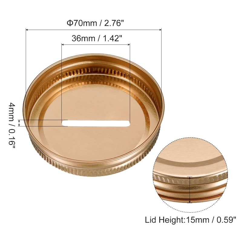 70mm/2.76" Coin Slot Bank Lid Inserts for Mason Jar Canning Cap, 15Pcs