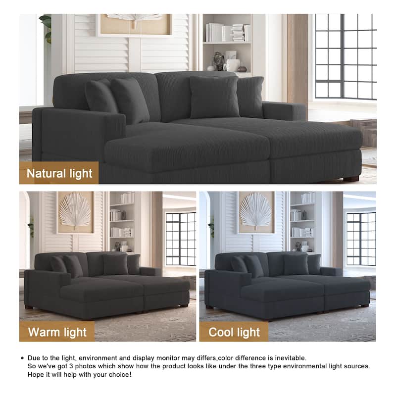 Corduroy Modular Couch Sectional Chaise Lounge Sofa