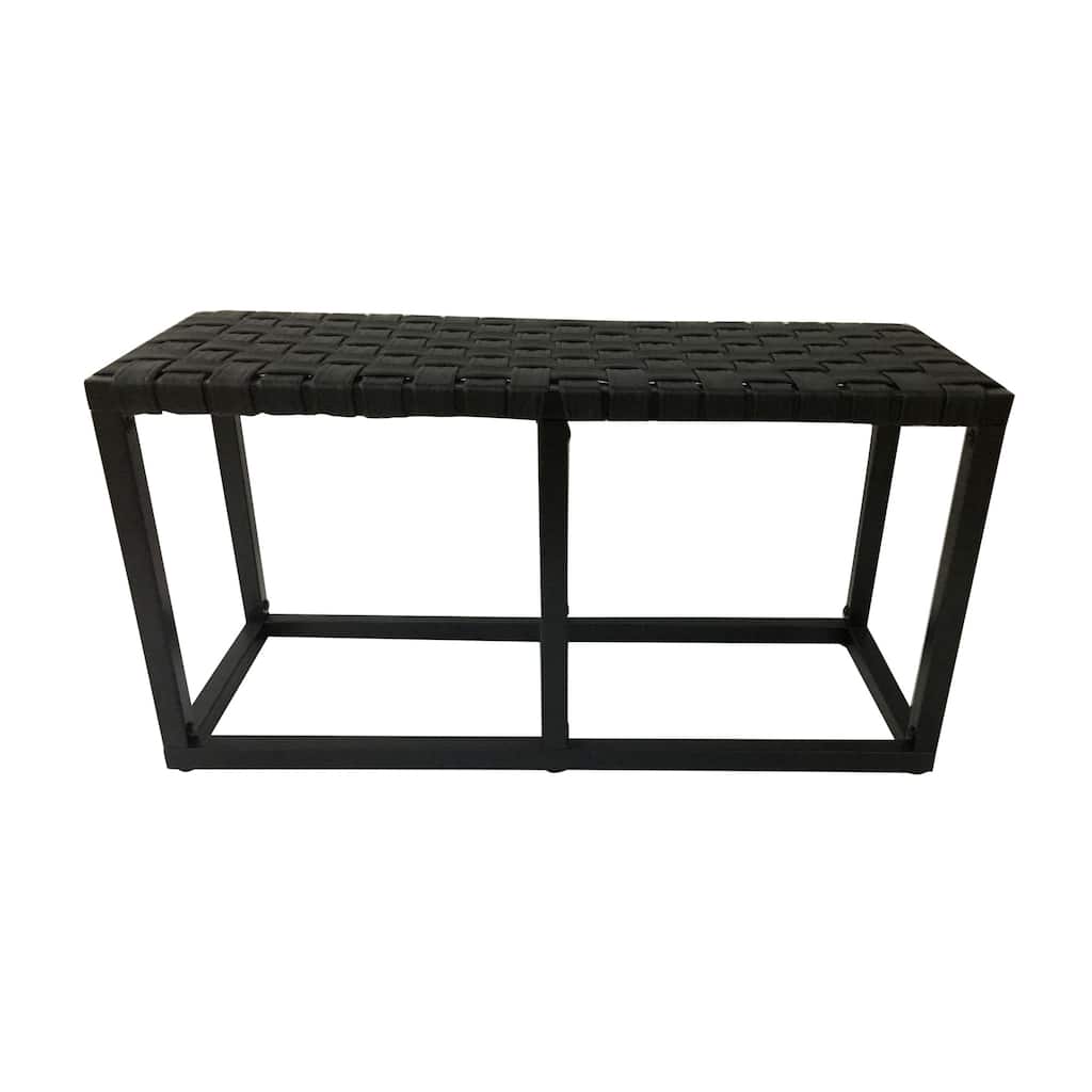 Crowley Metal and Faux Leather Accent Bench
