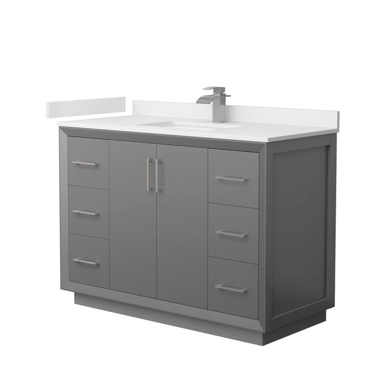 Wyndham Collection WCF414148S-VCA-UNSMXX Strada 48" Free Standing - Dark Gray / White Cultured Marble Top / Brushed - Painted