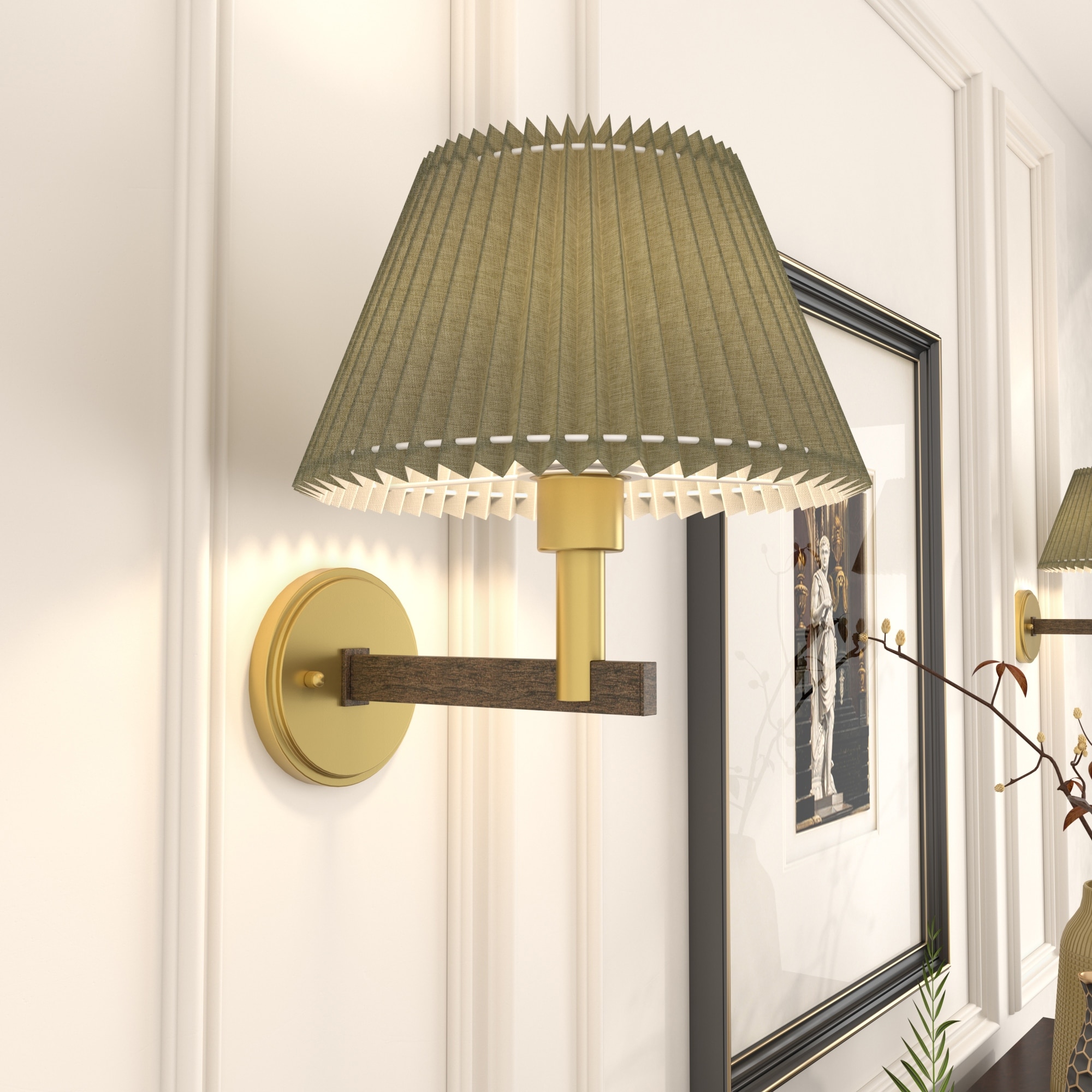 Acroma 1 Light Modern Statement Sconce Fabric Wall Light 11.4 W 12.5 D 12.8 H DWG Satin Brass
