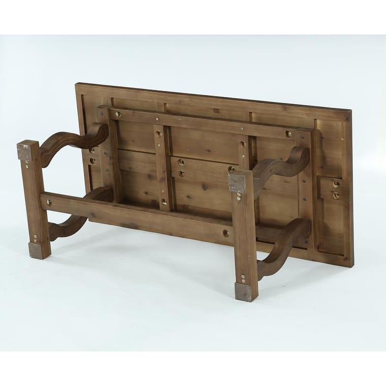 63" Farmhouse Rectangle Solid Wood Dining Table for 4-6 People