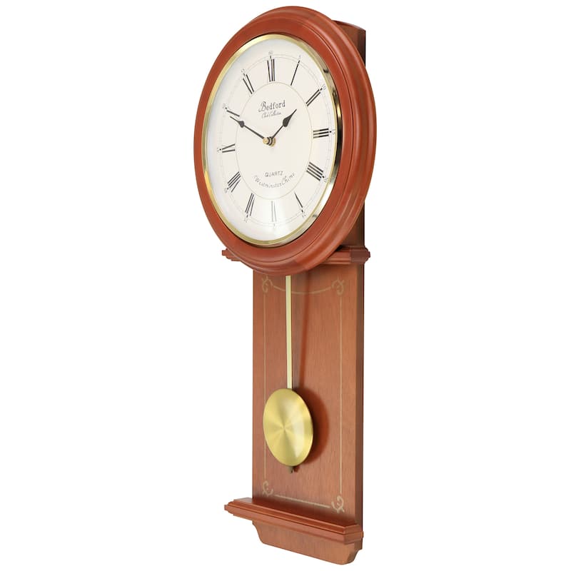 Bedford Clock Collection Olivia 24.5 In Cherry Pendulum Wall Clock - 24.5 in
