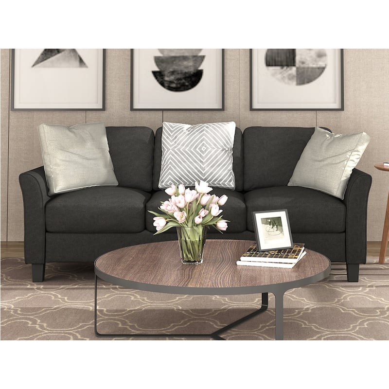 Living Room 3-Seat Sofa Modern Sofa - Black