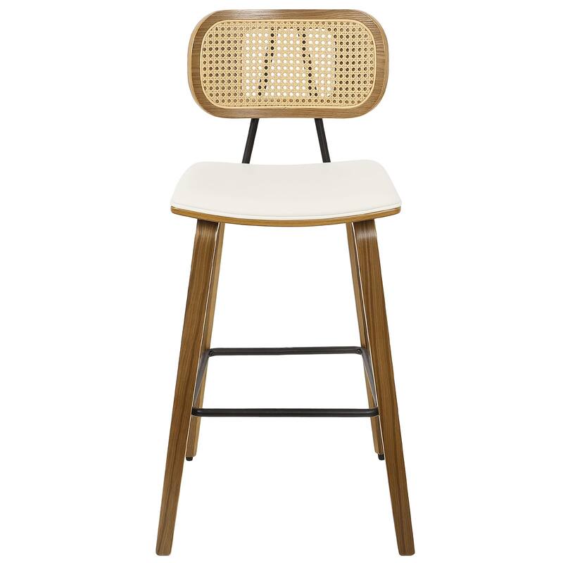 26" Upholstered Wood Counter Height Bar Stools - 17.7"W x 19.5"D x 35.1"H