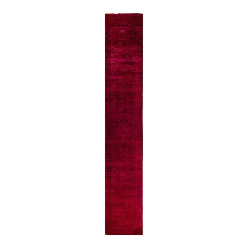 Overton Hand Knotted Wool Vintage Inspired Modern Contemporary Overdyed Pink Runner Rug - 2' 9" x 16' 2"